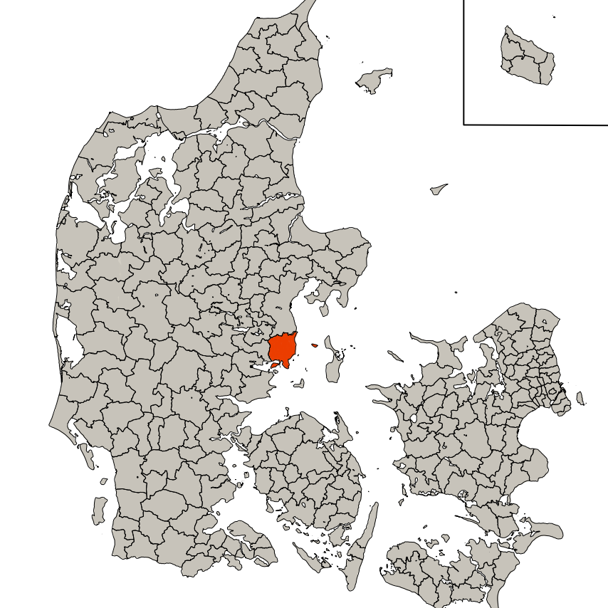 Danmarkskort med markeret Odder Kommune